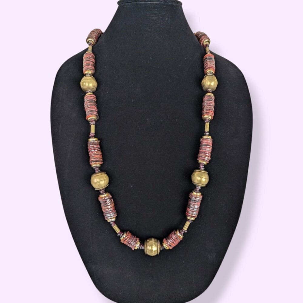 Vintage African Heishi Vinyl Beaded Necklace
